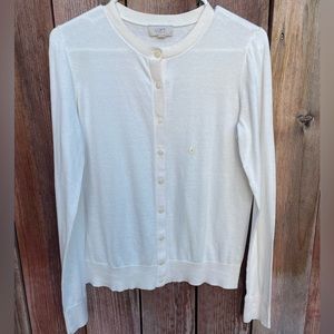 LOFT Cream Button-Up Cardigan